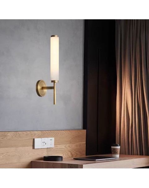Spain imported marble Scandinavian simple light luxury hotel B&B living room bedroom bedside copper wall lamps