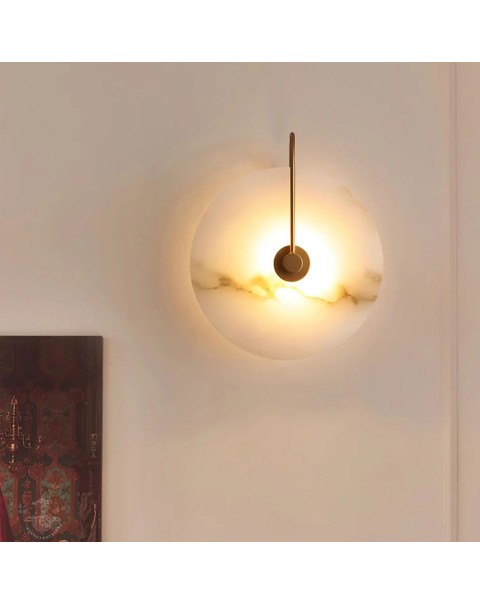 Scandinavian marble modern minimalist bedside lamp full copper new Chinese bedroom creative background wall living room aisle wall lamps