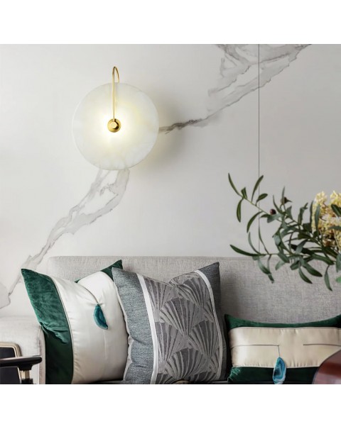 Scandinavian marble modern minimalist bedside lamp full copper new Chinese bedroom creative background wall living room aisle wall lamps