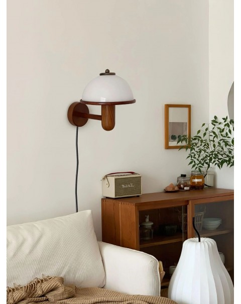 Wabi-sabi style solid wood art Japanese retro wall lamp Scandinavian creative living room wall bedroom bedside study reading lamps and lanterns