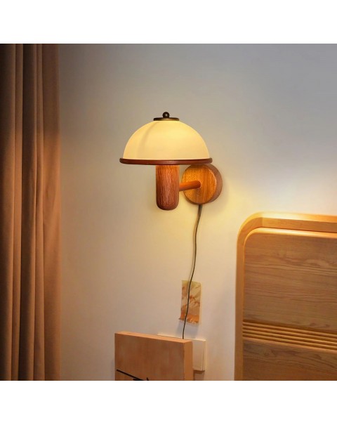 Wabi-sabi style solid wood art Japanese retro wall lamp Scandinavian creative living room wall bedroom bedside study reading lamps and lanterns