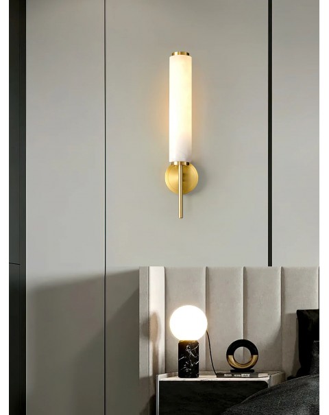 Spain imported marble Scandinavian simple light luxury hotel B&B living room bedroom bedside full copper wall lamps