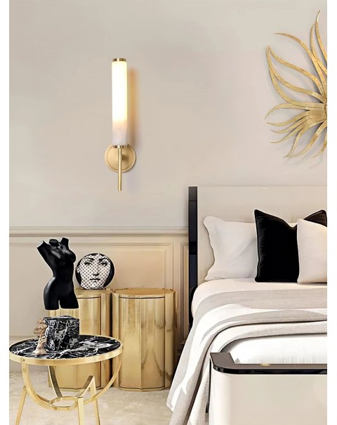 Spain imported marble Scandinavian simple light luxury hotel B&B living room bedroom bedside full copper wall lamps