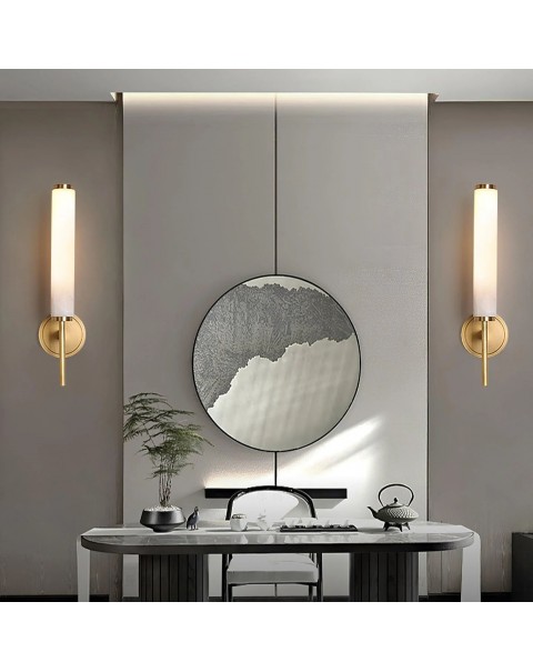 Spain imported marble Scandinavian simple light luxury hotel B&B living room bedroom bedside full copper wall lamps