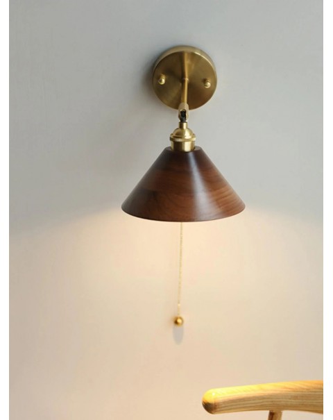 Scandinavian black walnut wood B&B bedroom bedside bar dining pendant dining room small lamp Japanese retro aisle entrance chandelier