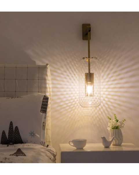 Post-modern minimalist chandelier light luxury villa bedroom bedside lamp living room background long wall light