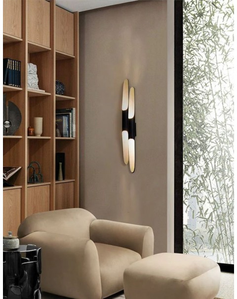 Modern simple slant mouth bamboo tube wall lamp living room background wall creative aisle staircase double head bedroom bedside wall light