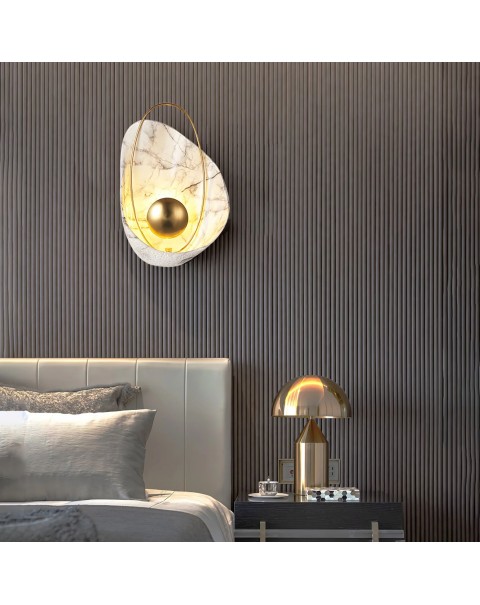 Modern light luxury creative living room bedroom bedside wall lamps aisle study room model room art marble grain lamps and lanterns