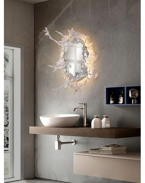 Netflix art Rui water mirror living room wall lamp entryway decorative water flower dressing mirror sub lamp hotel villa ambient light