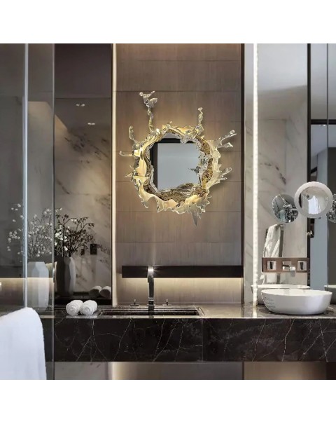 Netflix art Rui water mirror living room wall lamp entryway decorative water flower dressing mirror sub lamp hotel villa ambient light