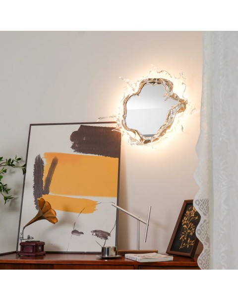 Netflix art Rui water mirror living room wall lamp entryway decorative water flower dressing mirror sub lamp hotel villa ambient light