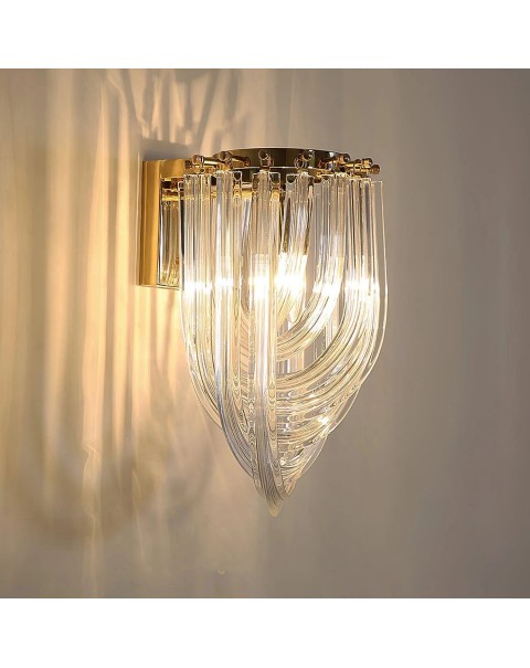 Bedroom crystal wall lamp living room background wall light light light luxury villa dining room wiring-free u-shaped creative personality decorative lights