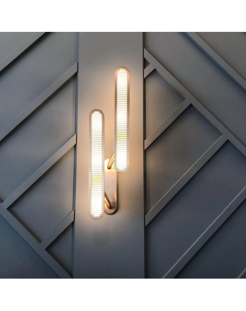 Post-modern wall lamp Hong Kong-style light luxury living room background wall lamp creative copper simple designer bedroom bedside lamps