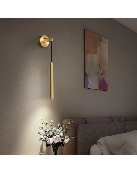 Post-modern wall lamp Hong Kong-style light luxury living room background wall lamp creative copper simple designer bedroom bedside lamps