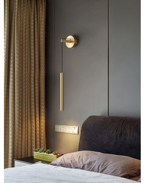 Post-modern wall lamp Hong Kong-style light luxury living room background wall lamp creative copper simple designer bedroom bedside lamps