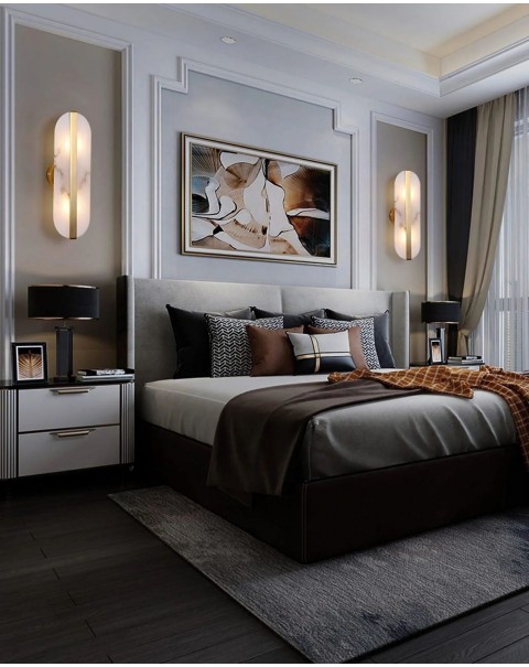 Light luxury copper wall lamp living room background wall marble post-modern minimalist designer creative bedroom study bedside lamps