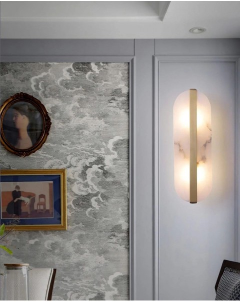 Light luxury copper wall lamp living room background wall marble post-modern minimalist designer creative bedroom study bedside lamps