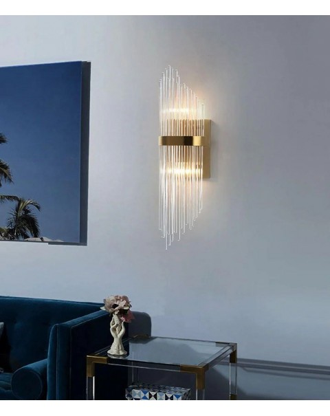 Post-modern crystal wall lamp light luxury creative personality living room background wall bedroom bedside hotel aisle sample room lamps