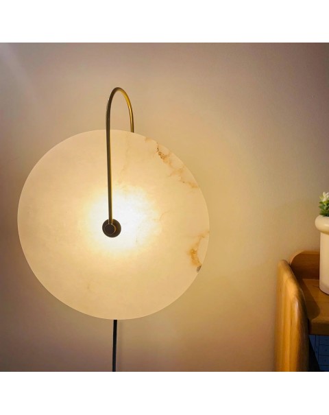 Scandinavian marble modern minimalist bedside lamp full copper new Chinese bedroom creative background wall living room aisle wall lamps