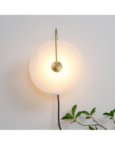 Scandinavian marble modern minimalist bedside lamp full copper new Chinese bedroom creative background wall living room aisle wall lamps