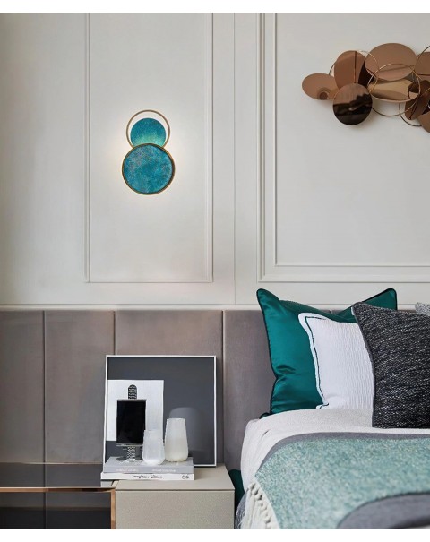 Post-modern creative green hardware living room art bedside bedroom designer model house creative personality wall lamps