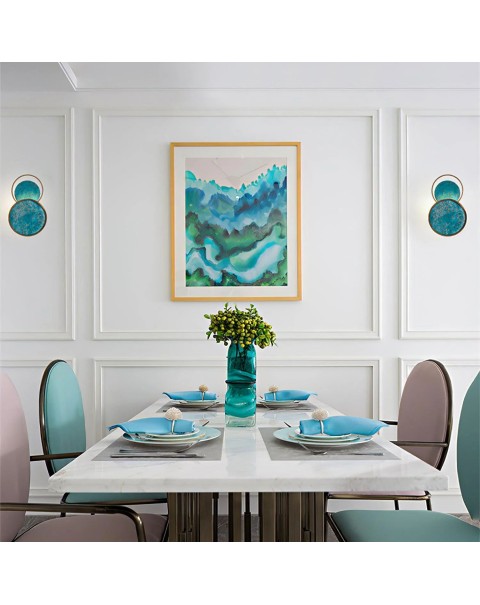 Post-modern creative green hardware living room art bedside bedroom designer model house creative personality wall lamps