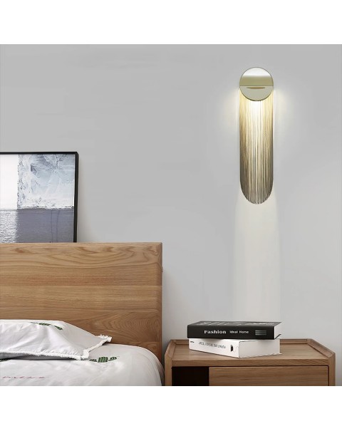 Netflix postmodern light luxury creative tassel living room wall lamp art bedside bedroom study designer background wall light