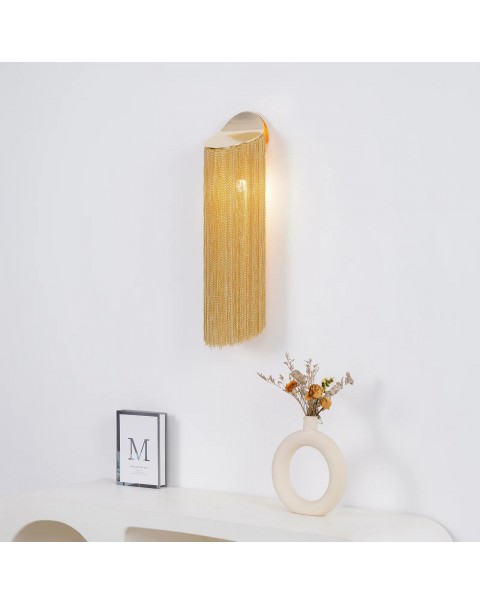 Netflix postmodern light luxury creative tassel living room wall lamp art bedside bedroom study designer background wall light