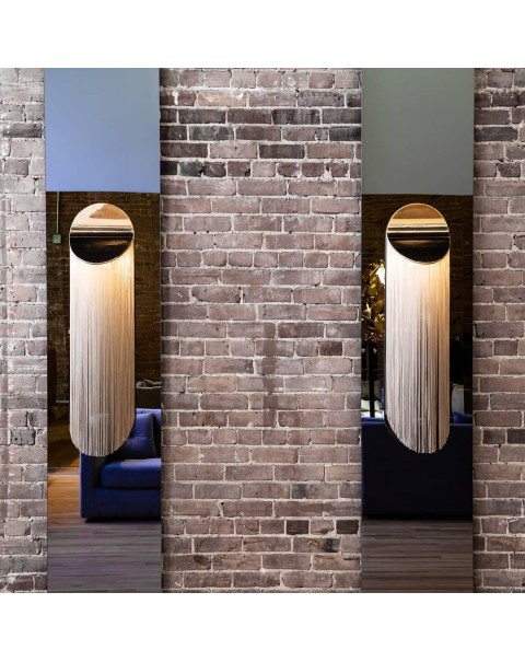 Netflix postmodern light luxury creative tassel living room wall lamp art bedside bedroom study designer background wall light