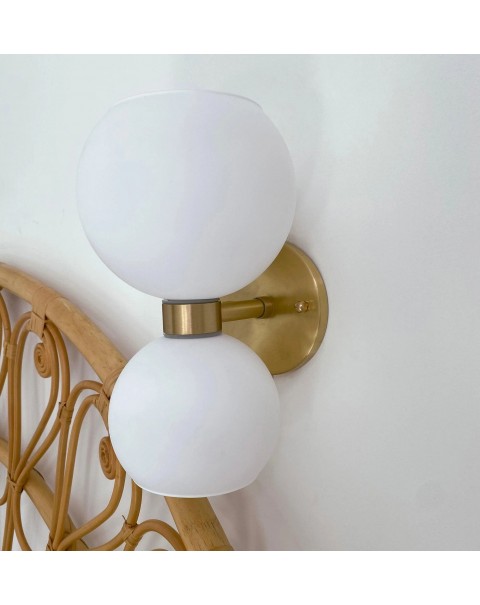 Living room bedroom TV background wall light Scandinavian glass double decorative wall lamp modern minimalist art bedside lamps