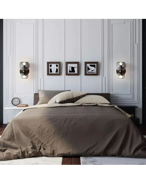 Living room bedroom TV background wall light Scandinavian glass double decorative wall lamp modern minimalist art bedside lamps