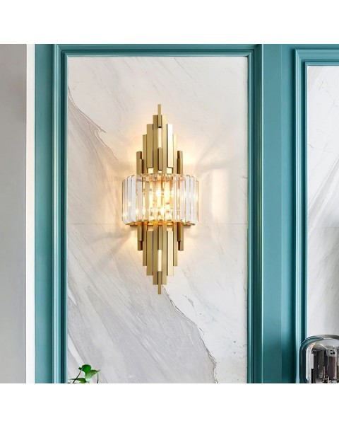 TV background wall crystal wall lamp modern simple bedroom bedside lamp luxury light luxury villa living room wall light
