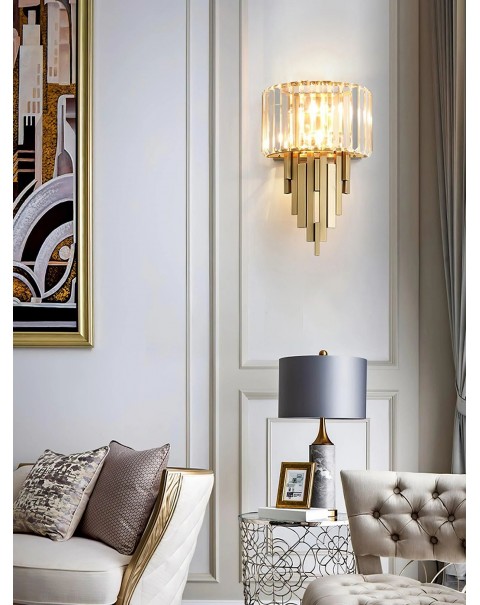 TV background wall crystal wall lamp modern simple bedroom bedside lamp luxury light luxury villa living room wall light