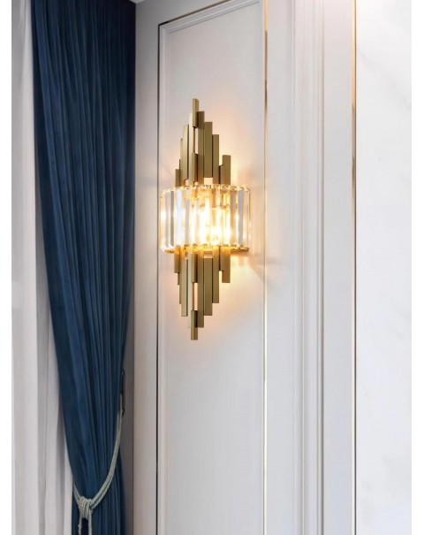 TV background wall crystal wall lamp modern simple bedroom bedside lamp luxury light luxury villa living room wall light
