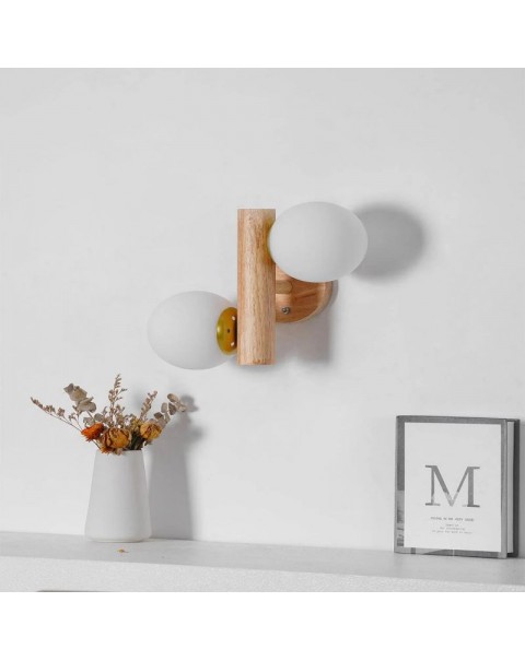 Log style magic beans wall lamp simple modern living room universal double head wall lamp Japanese retro B&B room wall lamps