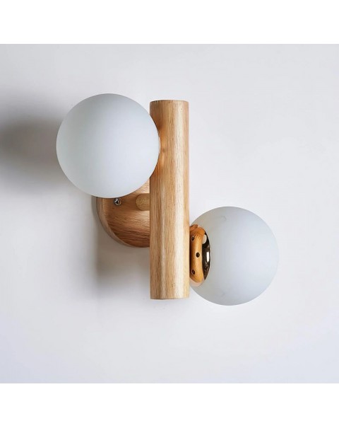 Log style magic beans wall lamp simple modern living room universal double head wall lamp Japanese retro B&B room wall lamps