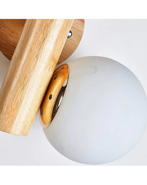 Log style magic beans wall lamp simple modern living room universal double head wall lamp Japanese retro B&B room wall lamps