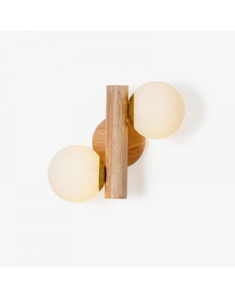 Log style magic beans wall lamp simple modern living room universal double head wall lamp Japanese retro B&B room wall lamps