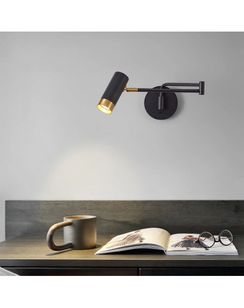 Rocking arm wall lamp bedroom bedside lamp reading rotating folding telescopic long pole long arm with switch computer desk reading light