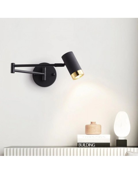 Rocking arm wall lamp bedroom bedside lamp reading rotating folding telescopic long pole long arm with switch computer desk reading light