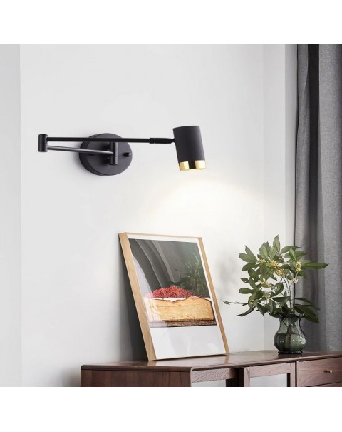 Rocking arm wall lamp bedroom bedside lamp reading rotating folding telescopic long pole long arm with switch computer desk reading light