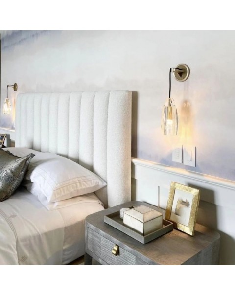 Scandinavian copper light luxury bedroom bedside lamp modern minimalist living room background wall corridor aisle chandelier crystal wall light