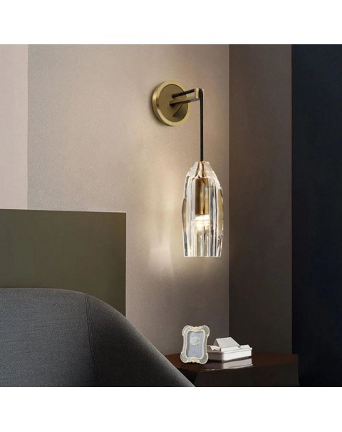 Scandinavian copper light luxury bedroom bedside lamp modern minimalist living room background wall corridor aisle chandelier crystal wall light