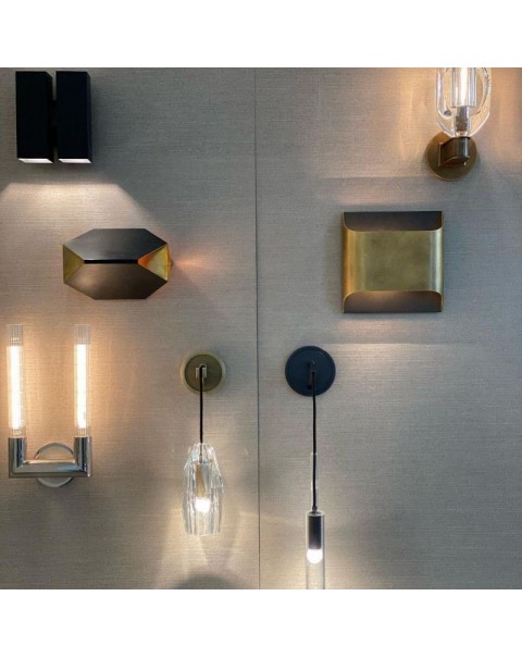 Scandinavian copper light luxury bedroom bedside lamp modern minimalist living room background wall corridor aisle chandelier crystal wall light