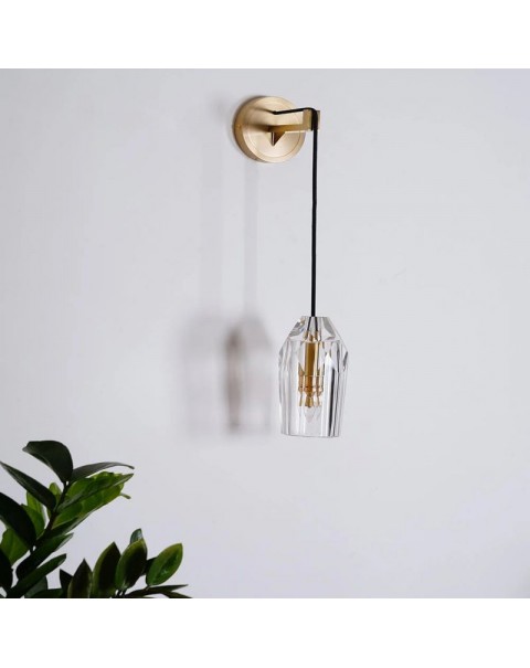 Scandinavian copper light luxury bedroom bedside lamp modern minimalist living room background wall corridor aisle chandelier crystal wall light