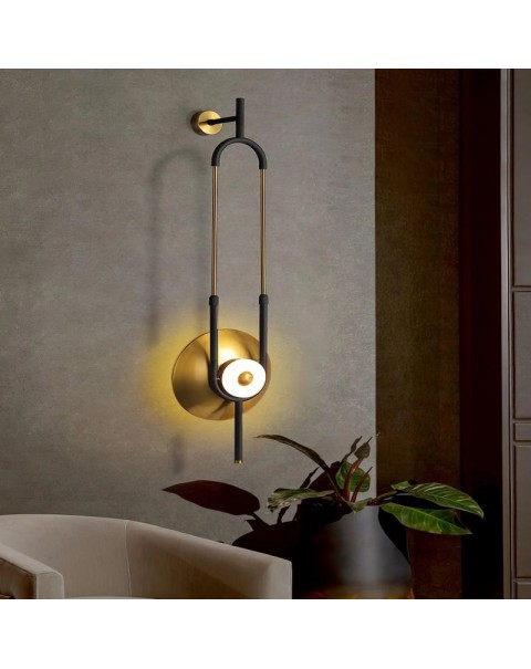 Long rod wall lamp simple modern new Chinese creative sales department decoration light luxury bedroom bed head marble living room wall lamps
