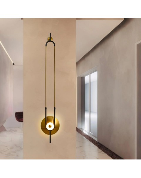Long rod wall lamp simple modern new Chinese creative sales department decoration light luxury bedroom bed head marble living room wall lamps