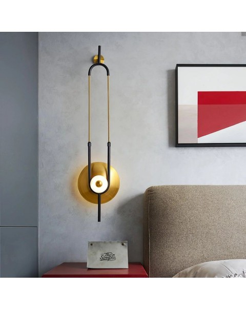 Long rod wall lamp simple modern new Chinese creative sales department decoration light luxury bedroom bed head marble living room wall lamps