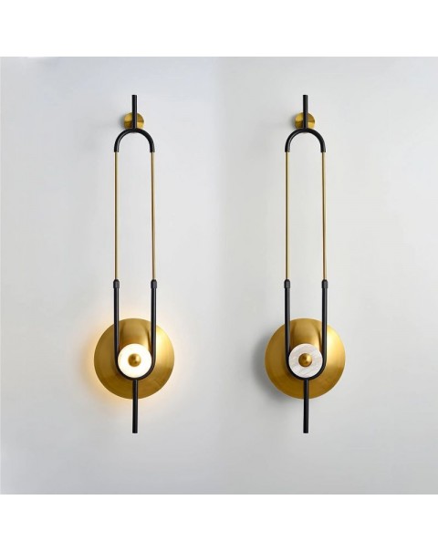 Long rod wall lamp simple modern new Chinese creative sales department decoration light luxury bedroom bed head marble living room wall lamps
