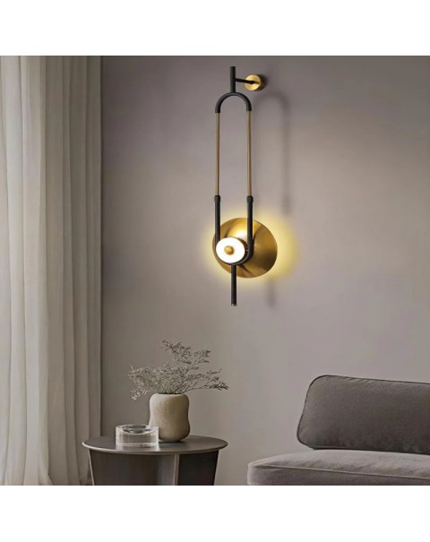 Long rod wall lamp simple modern new Chinese creative sales department decoration light luxury bedroom bed head marble living room wall lamps